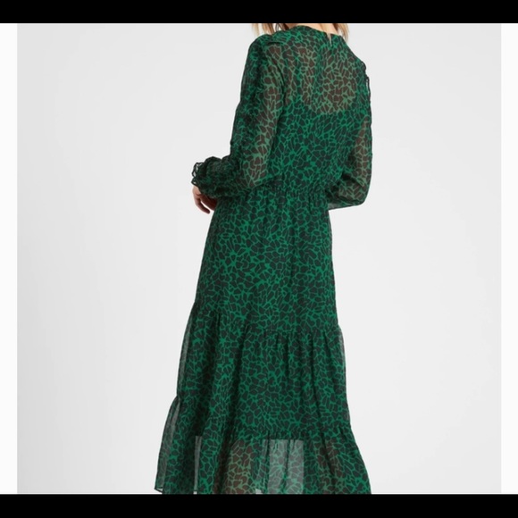 Green Animal Print Banana Republic Factory Dress - Picture 3 of 8